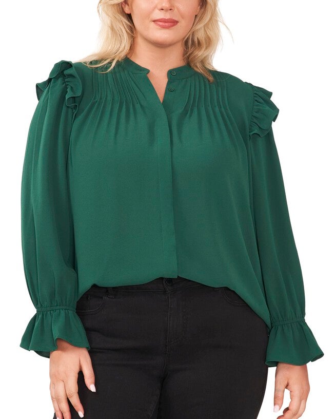 Sophia Pintuck Blouse, Alpine Green / Hunter Green, hi-res image number 0