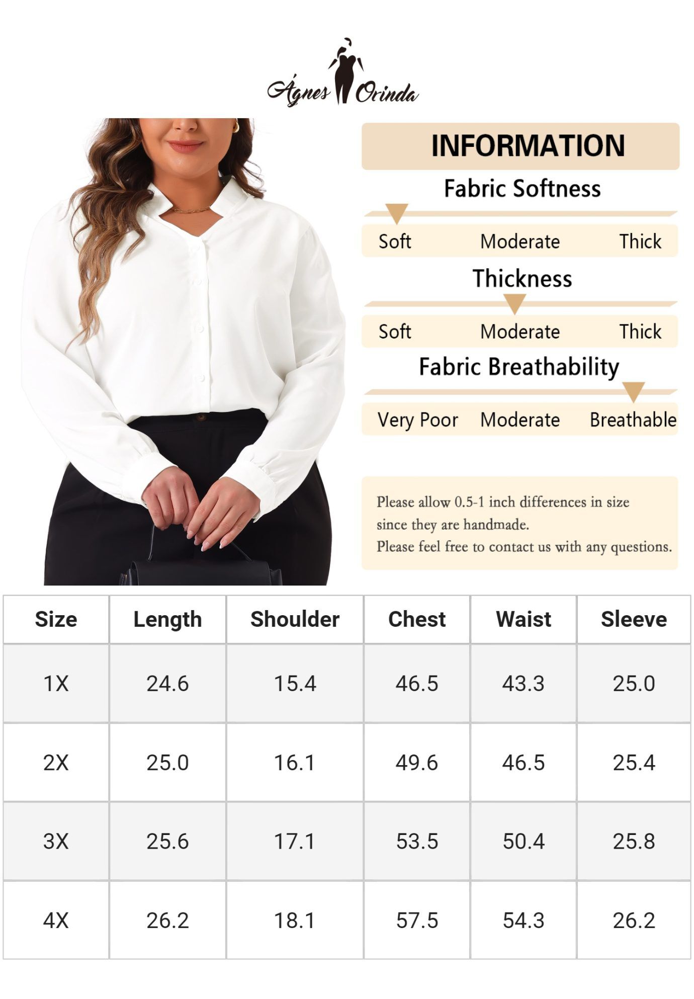 Button Up Notch V Neck Long Sleeve Work Shirt, White / White, alternate image number 4