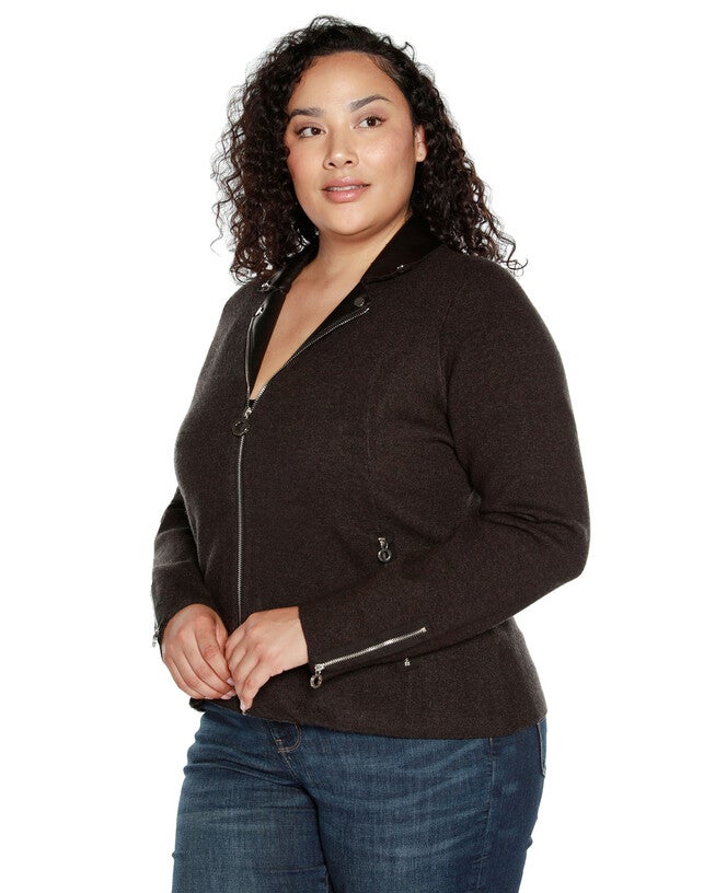 MOTORCYCLE SWEATER JACKET, Heather Charcoal / Charcoal Grey, alternate image number null