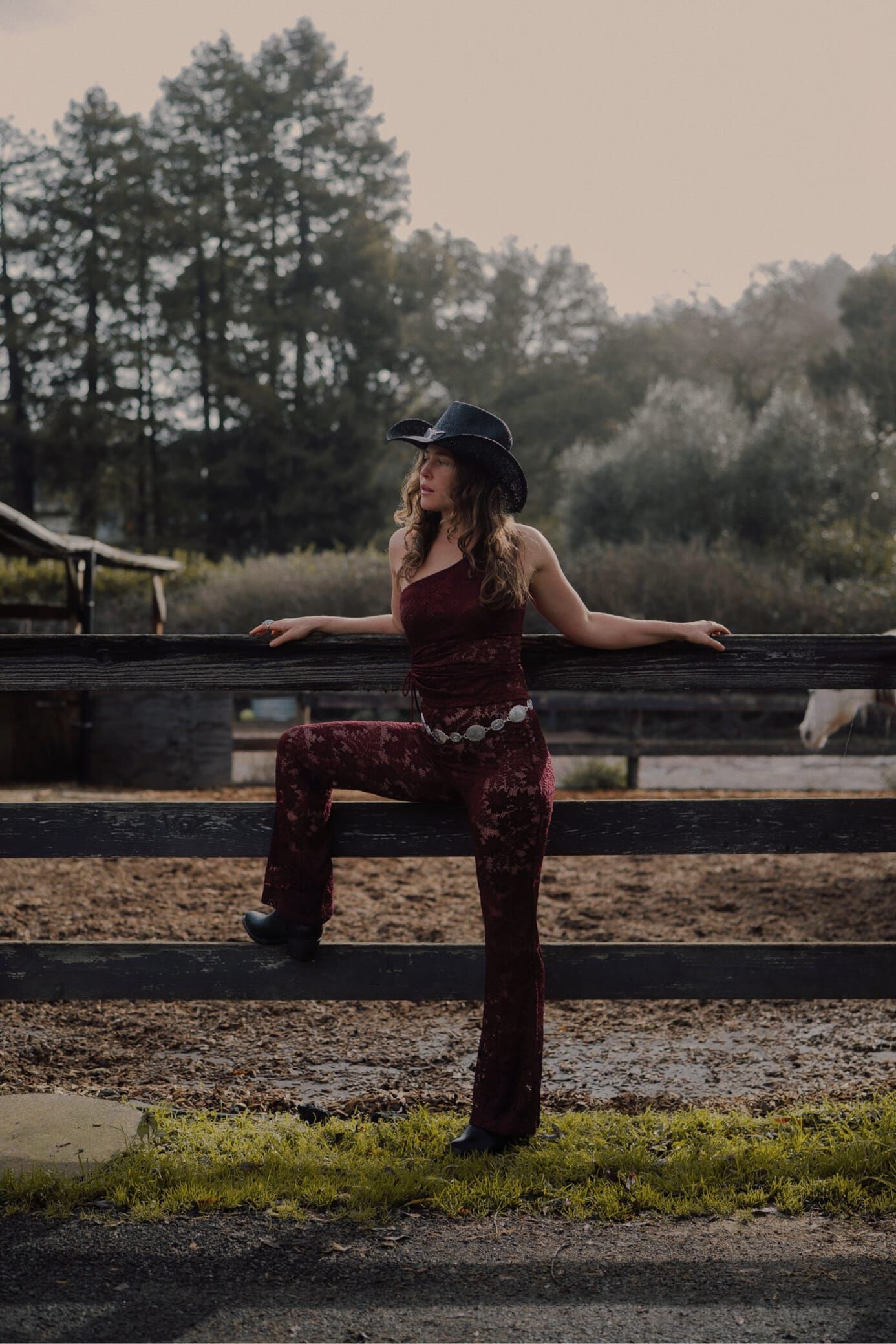 Carolina Lace Pant, Wine / Burgundy, alternate image number 1