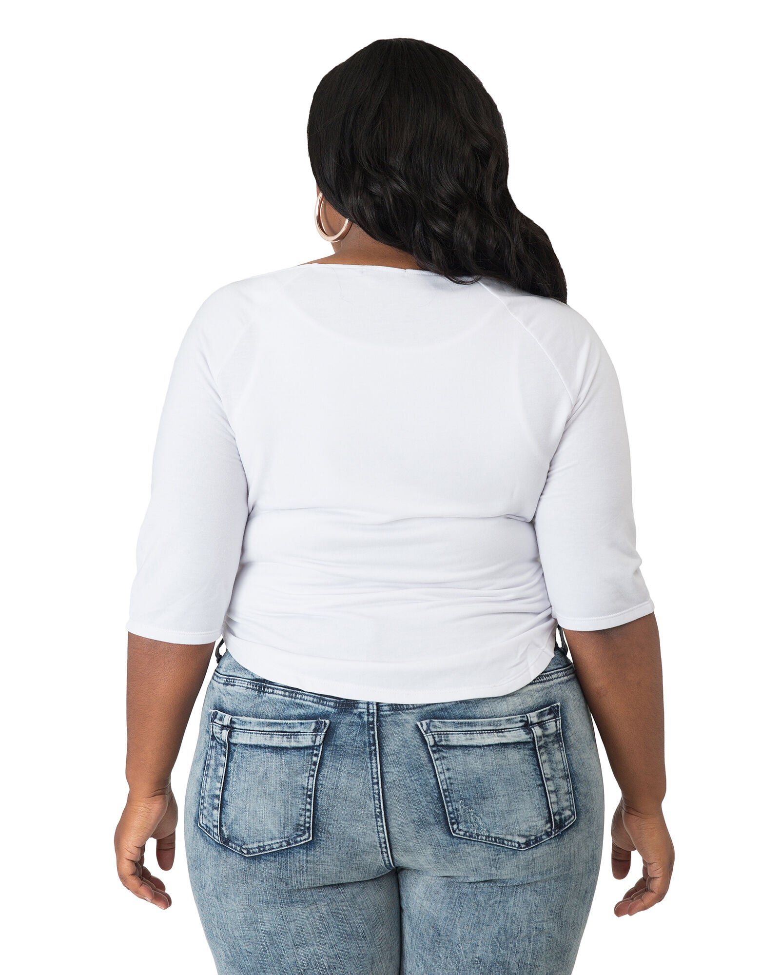 Plus Size Morgan Boatneck Shirt With Quarter-Sleeves And Zip Shoulders, White / White, alternate image number 2