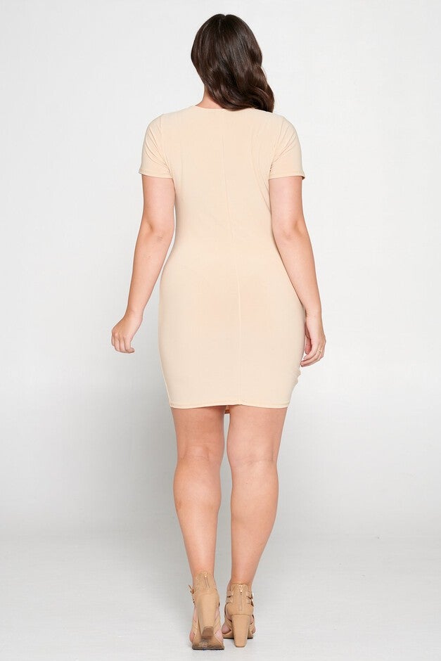 RUCHED PARTY MINI DRESS, Taupe / Taupe, alternate image number 2