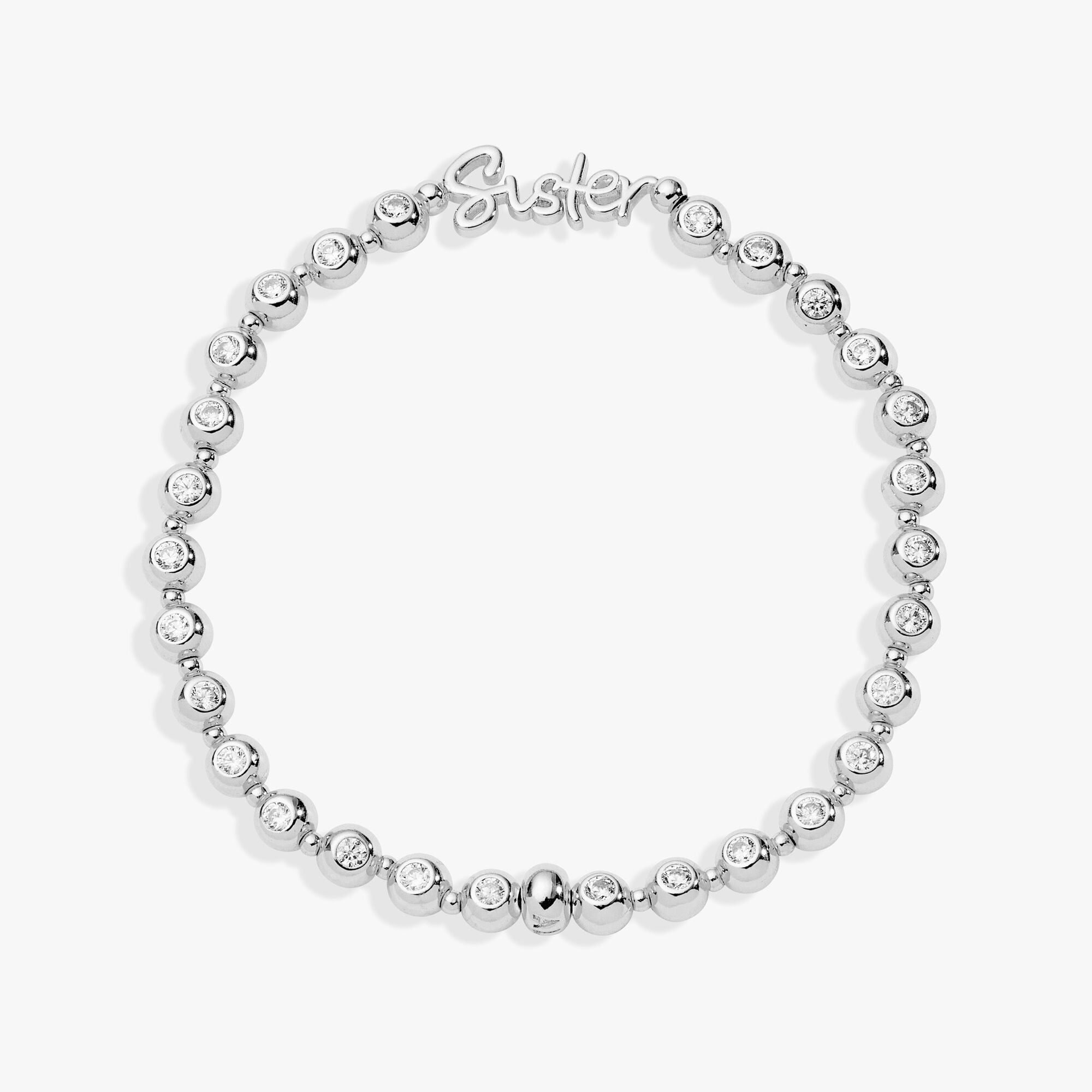 Sister Elongated Crystal Stretch Bracelet, Silver / Silver, hi-res image number 0