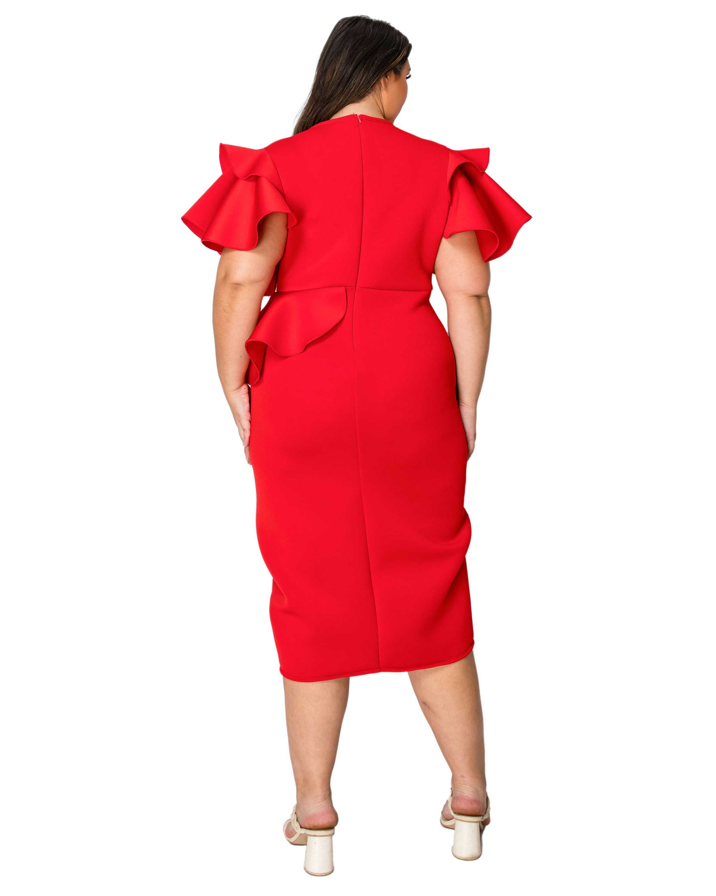 KIRA NEOPRENE PEPLUM DRESS | Dia & Co
