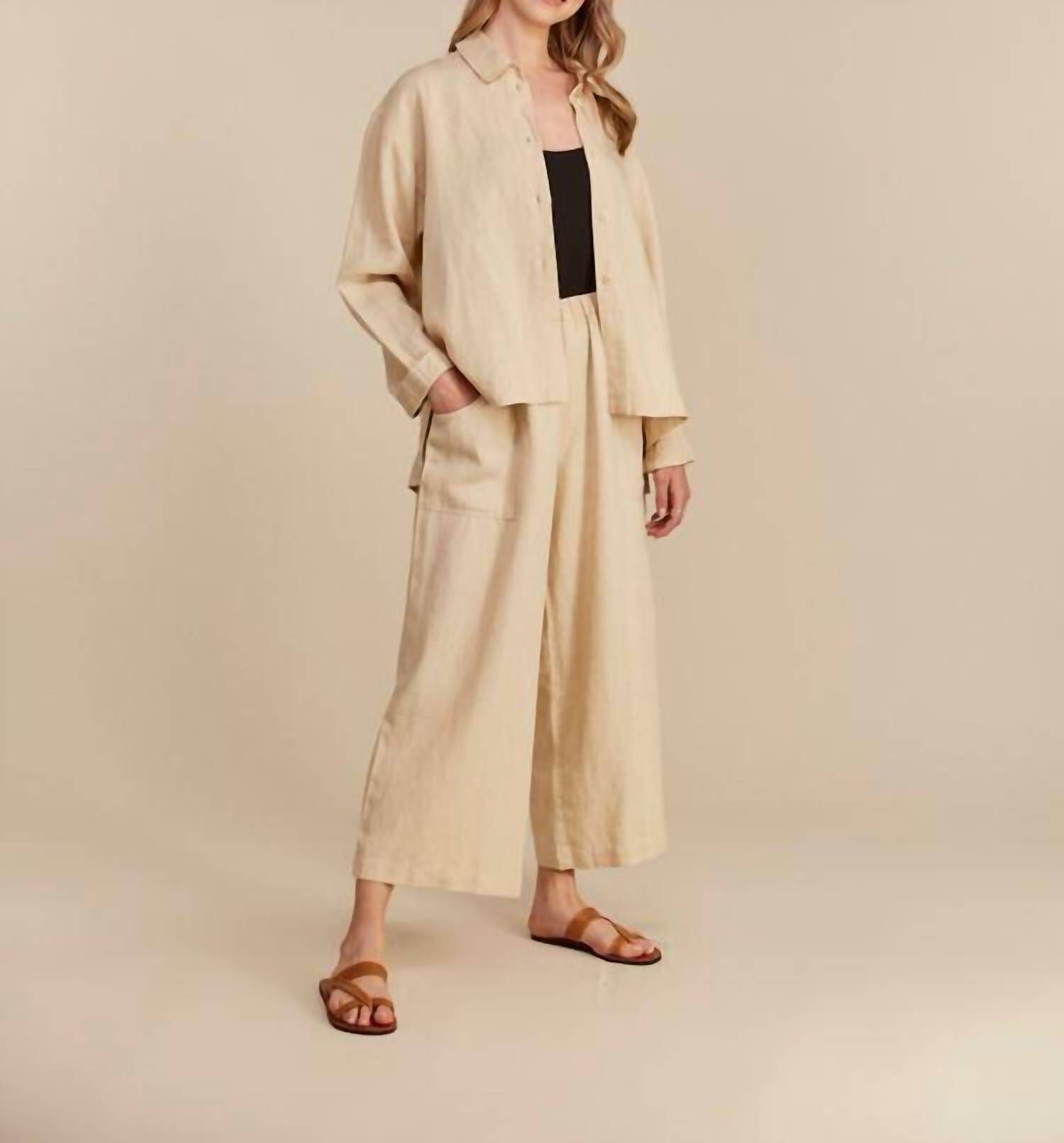 DARIA LINEN SHIRT IN WHEAT, Wheat / Beige, hi-res image number 0