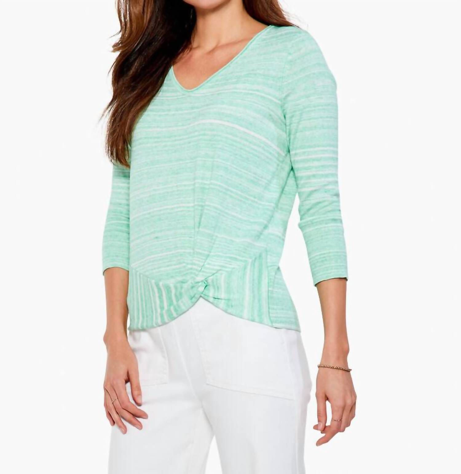 SPACEDYE VITAL TWIST SWEATER IN GREEN MIX, Green Mix / Turquoise, hi-res image number 0