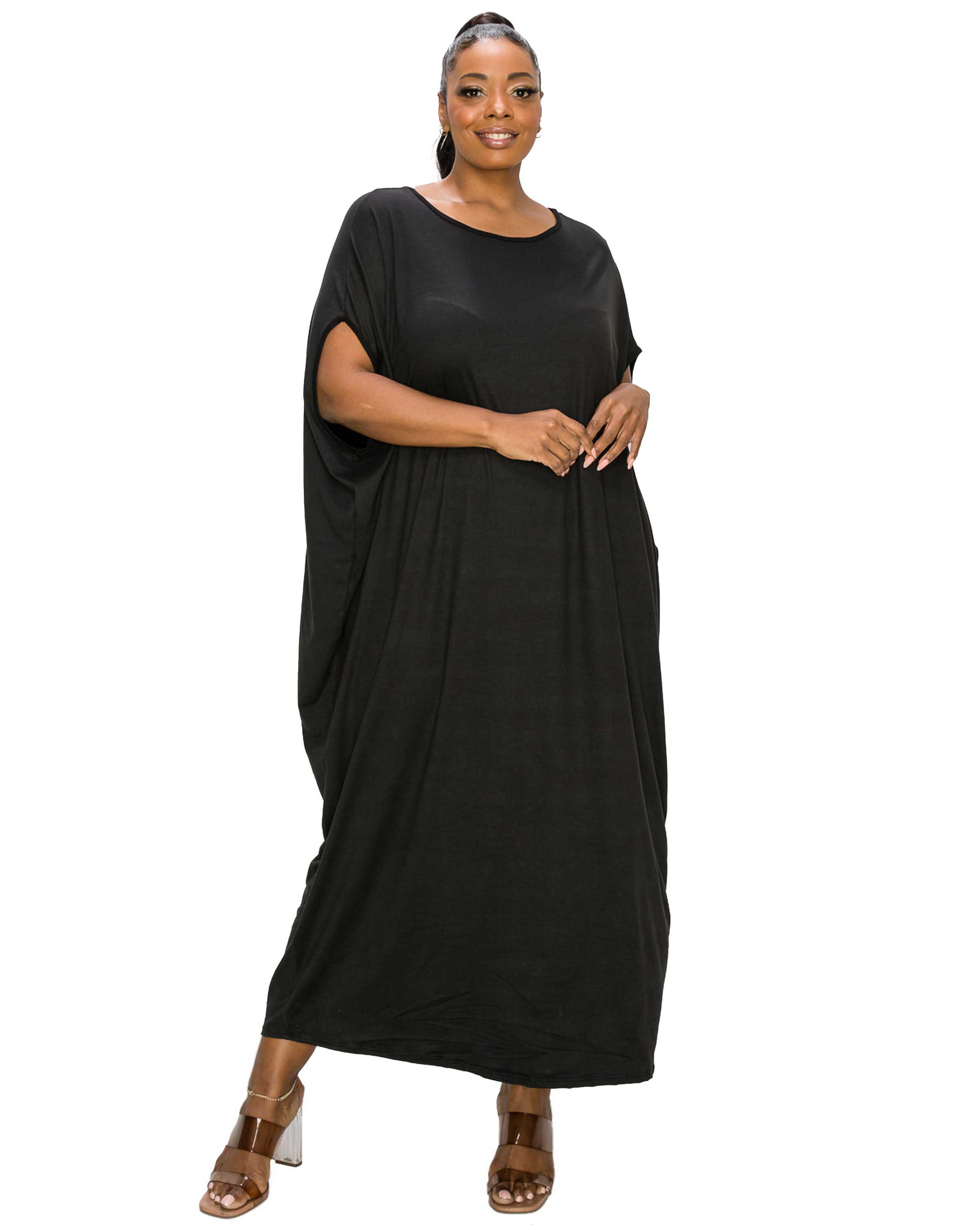 Sasha Kaftan Dress, Black / Black, hi-res image number 0