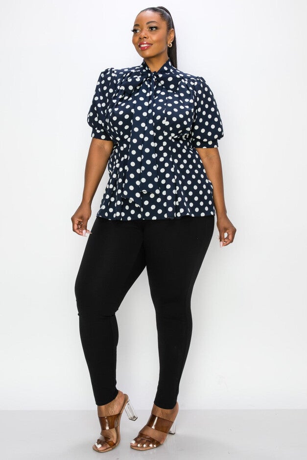 MINNIE POLKA DOT TIE NECK BLOUSE, , alternate image number 9