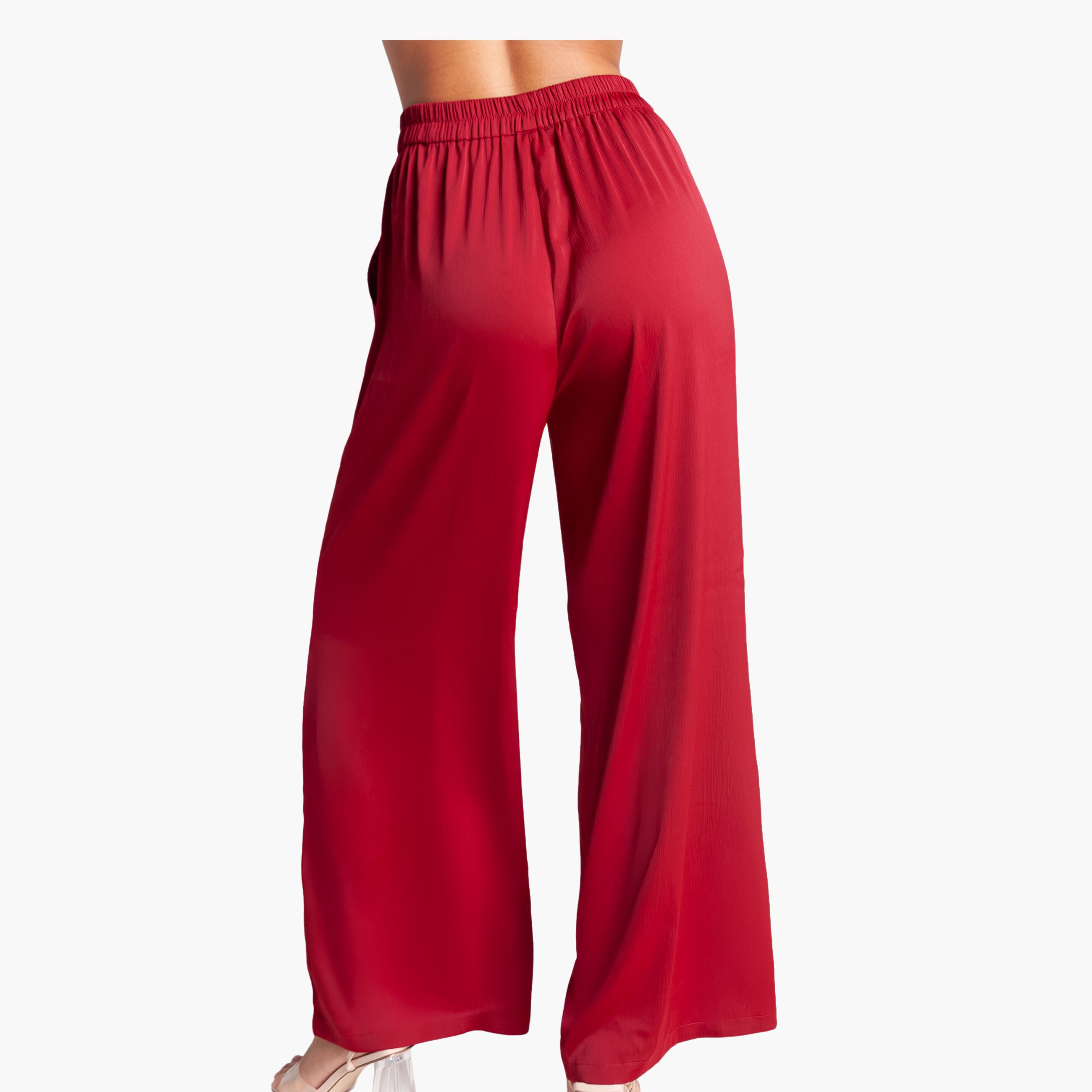 High Waisted Wide Leg Pants, Rouge / Red, alternate image number 4