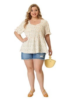 Sweetheart Neck Floral Peplum Top