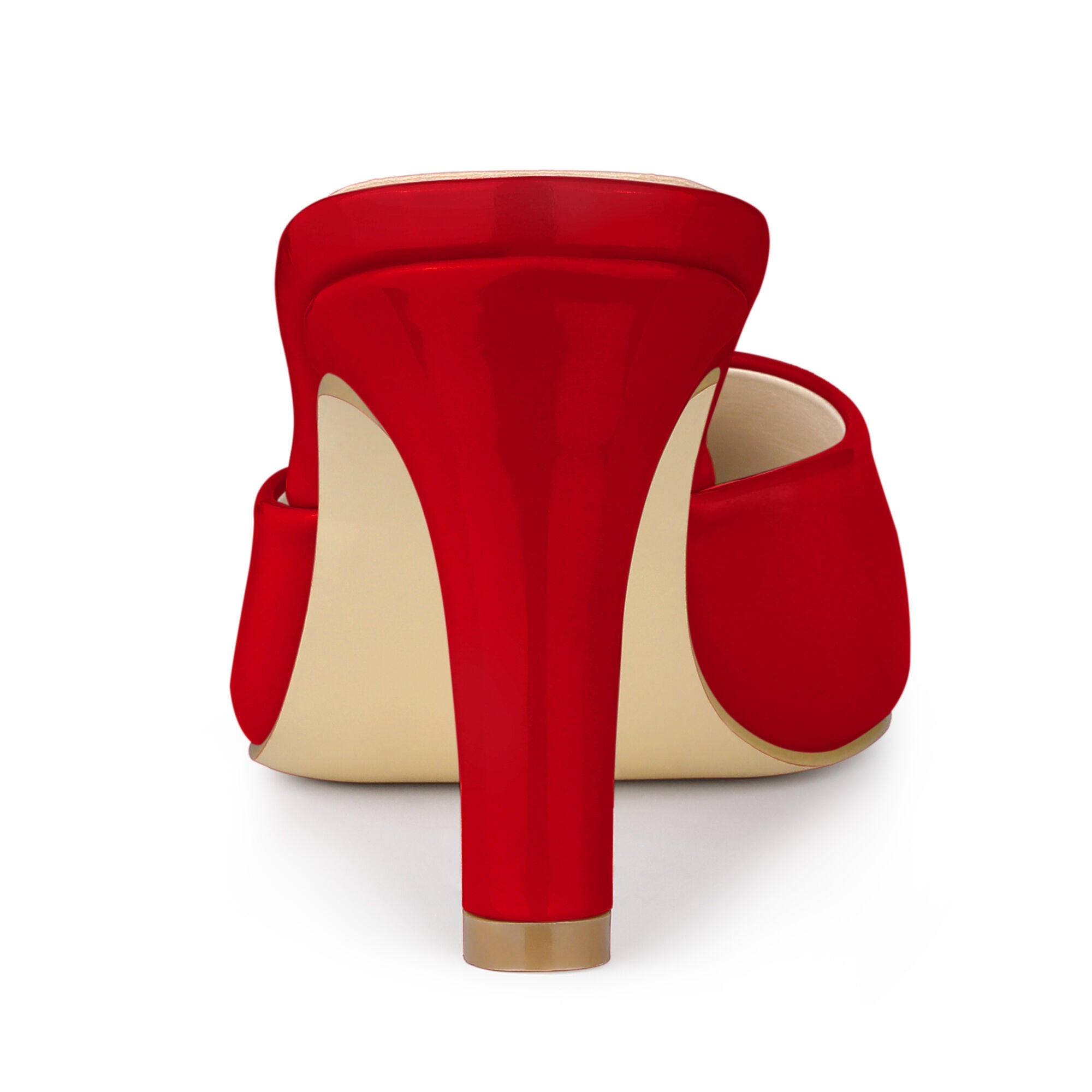 Pointed Toe Stiletto Heels Slide Mules, Red / Red, alternate image number 2