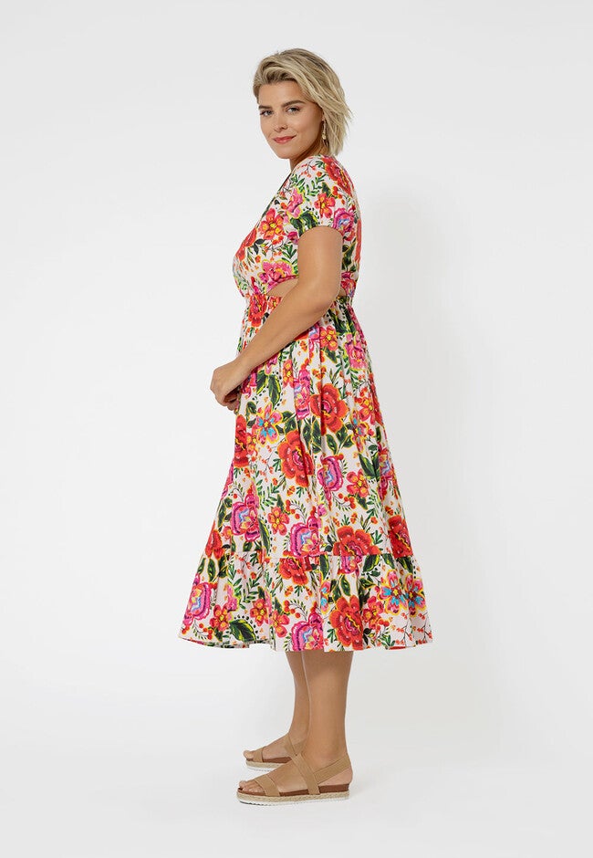 Poplin Cut-Out Midi Dress, MULTI / Pink, alternate image number 1