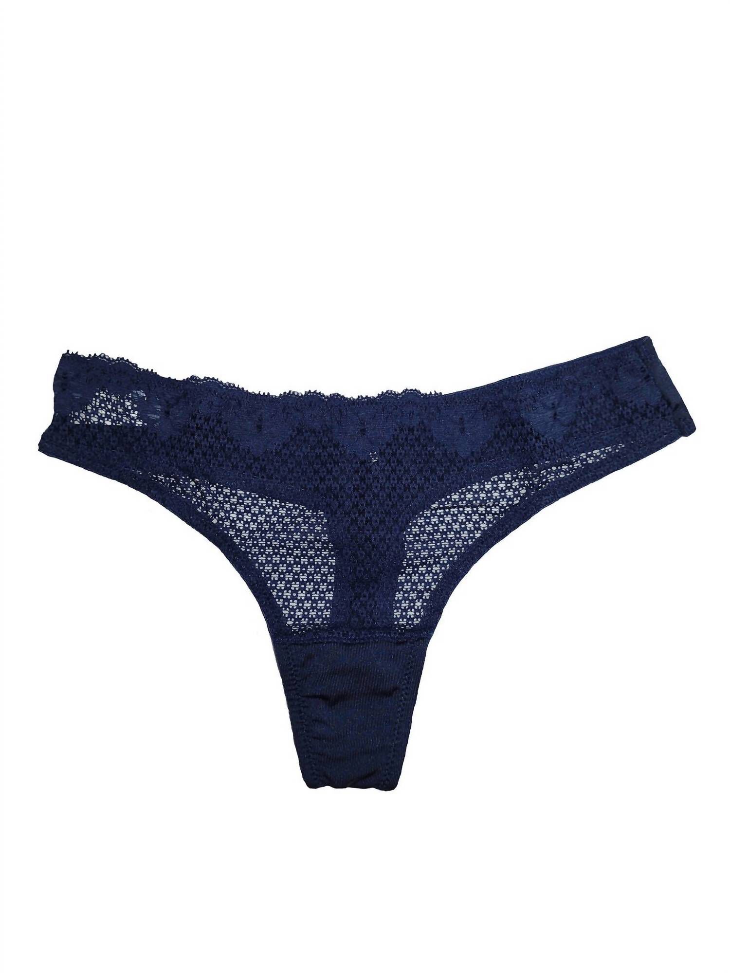 DUET LACE LOW RISE THONG IN DARK DENIM, Dark Denim / Black, hi-res image number 0