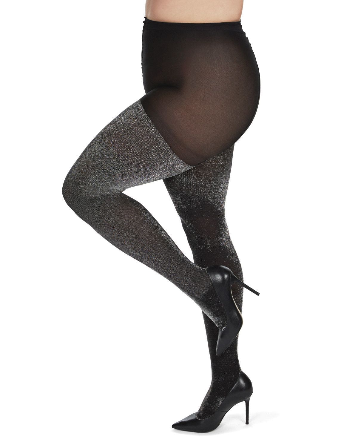 Liquid Metal Opaque Tights, BlackSilver / Silver, hi-res image number 0