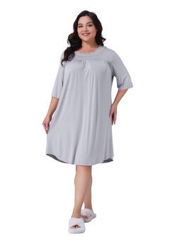 3/4 Sleeve Lace Pleated V Neck Sleepwear