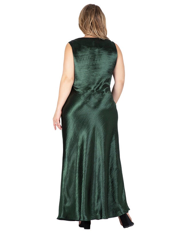 Genesis Women's Plus Size Cowl Neck A-line Sleeveless Maxi Dress, , alternate image number 5
