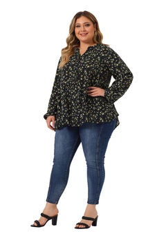 Elegant V Neck Floral Tops Chiffon Blouse