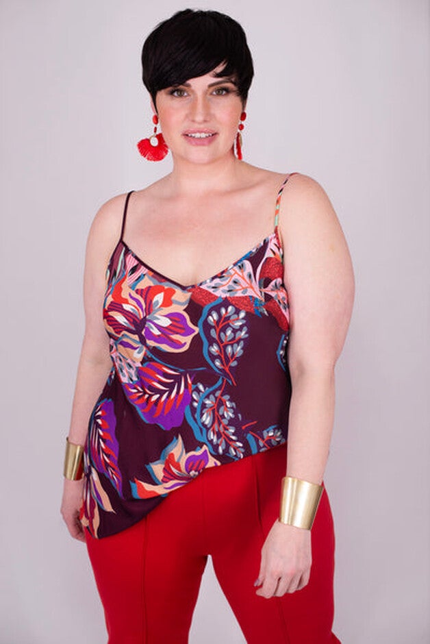 Steph Tank Top in Leaf Print, Leaf Print / Red, hi-res image number 0