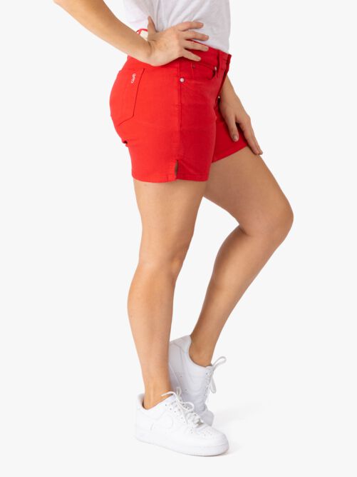 Baylee Side Vent Shorts, ROSE RED / Red, alternate image number 2