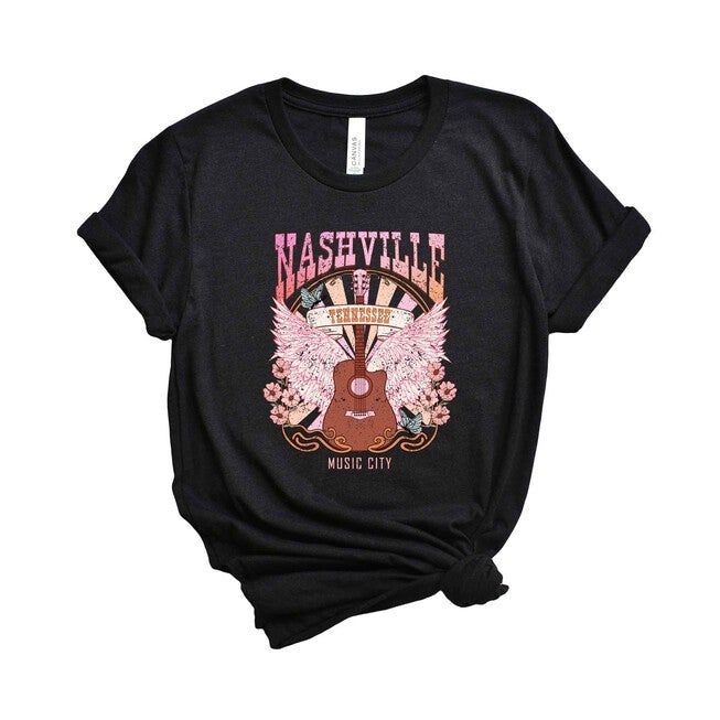 Nashville Wings Short Sleeve Graphic Tee, Black / Black, hi-res image number null