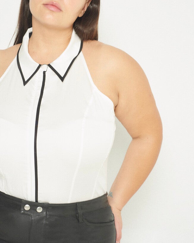 Reese Halter Blouse, White / White, alternate image number 3