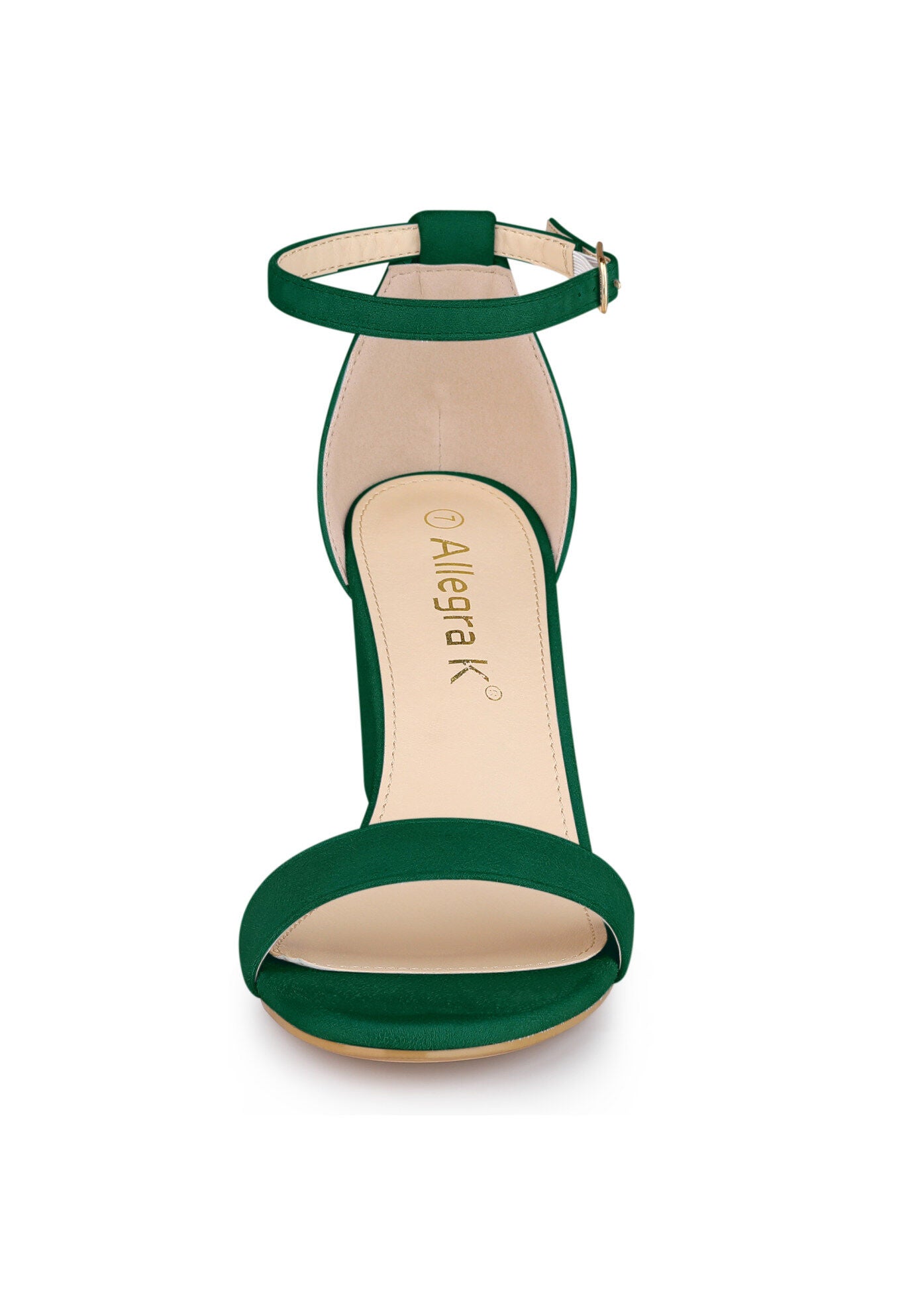 Buckle Ankle Strap High Chunky Heels Sandals, Green / Forest Green, alternate image number 3