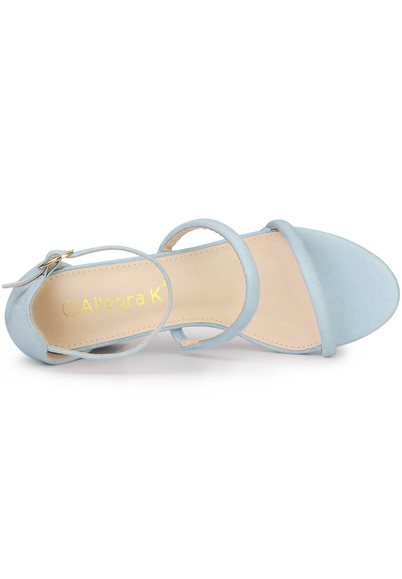 Open Toe Strappy Chunky Heels Sandals, Sky Blue / Azure Blue, alternate image number 3