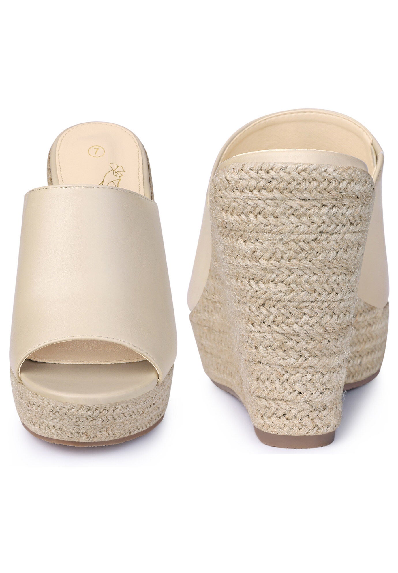 Open Toe Espadrille Wedge Heel Platform Slide Sandal, Beige / Beige, alternate image number 2