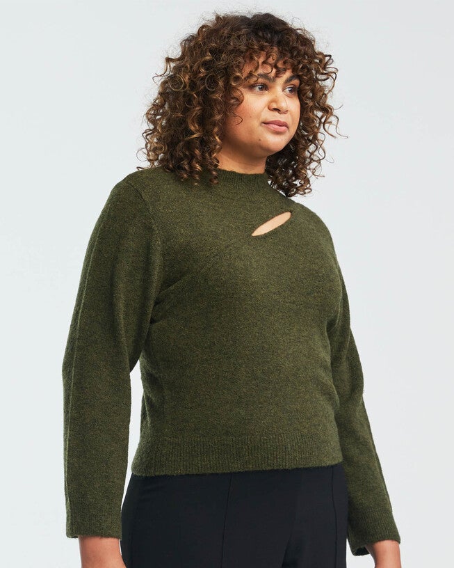 Cut Out Cozy Knit, OLIVE / Olive Green, alternate image number null