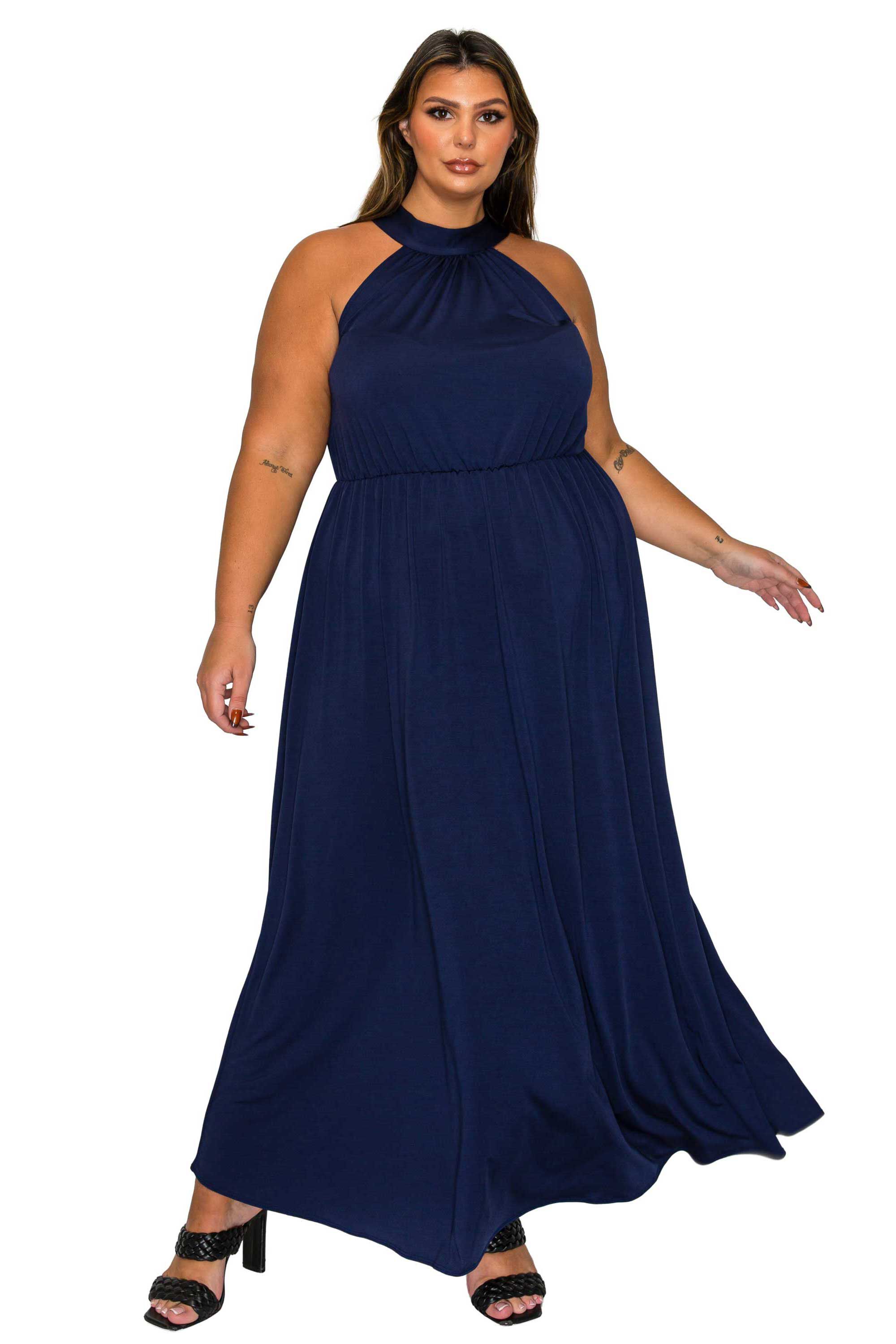 Cassia Halter Neck Dress, Navy / Navy, hi-res image number 0