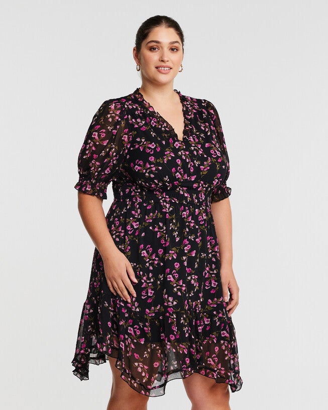 Tulip Garden Shirred Floral Mini Dress, , alternate image number null