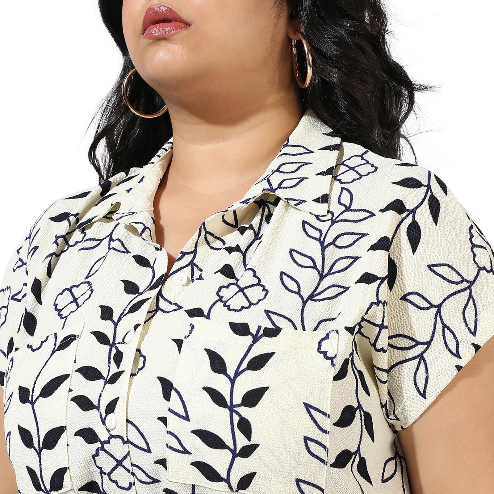 Floral Printed Front Button Dress, Cream / Cream, alternate image number 4
