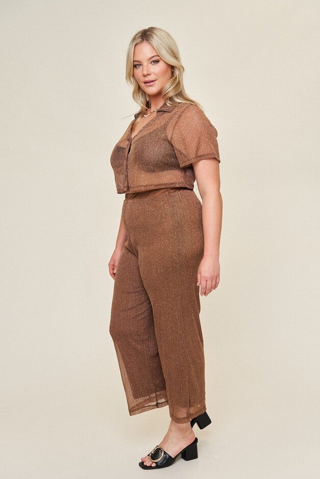 Arielle Shirt, Chocolate Holiday Mesh / Brown, alternate image number 1