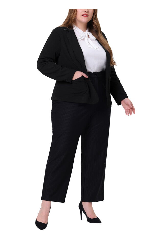 NOTCH LAPEL BUTTONS FRONT BLAZER, Black / Black, alternate image number 1