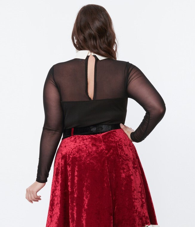 Unique Vintage Black Mesh Bodysuit, , alternate image number null