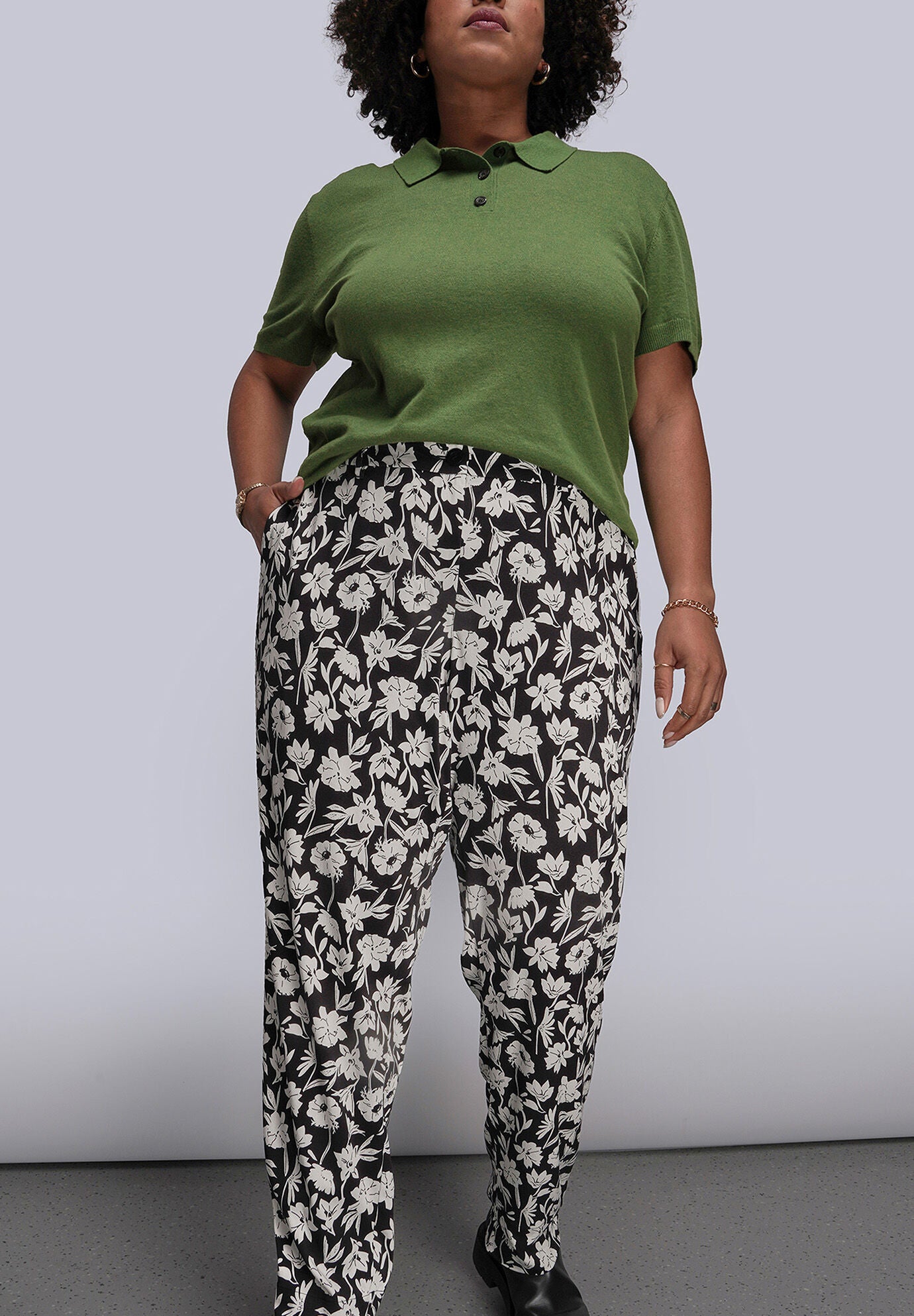 The Empower Trouser, MONOCHROME FLORAL BLACK / Black, hi-res image number 0