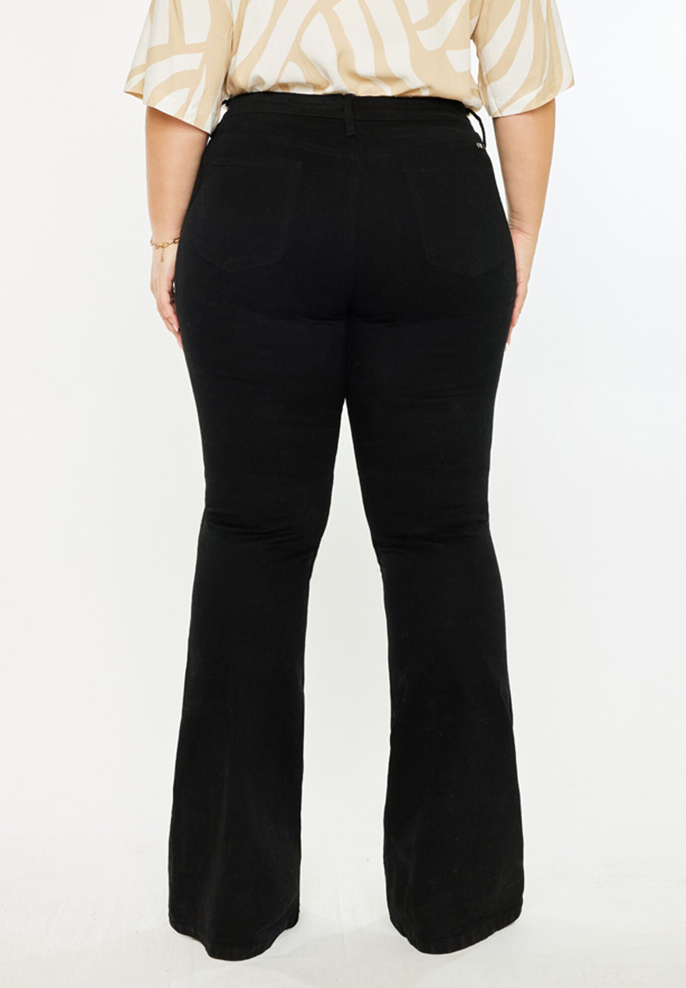 Gabriel Mid Rise Flare Jeans (Plus Size), Black / Black, alternate image number 5
