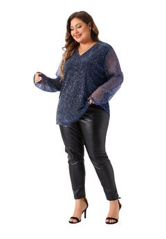 LONG SLEEVE GLITTER SPARKLE TOP