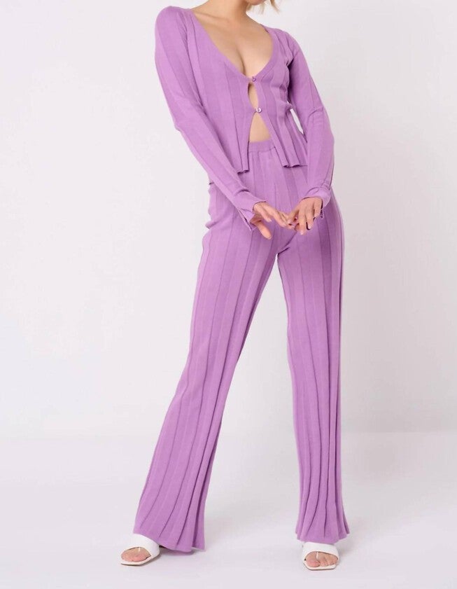 Wide Rib Knit Trouser in Lilac, Lilac / Purple, hi-res image number null