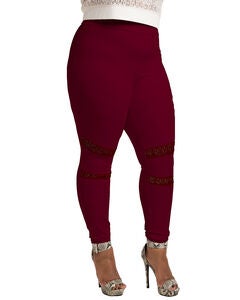 Janet Black Pull On Ponte Leggings with Lace Insert