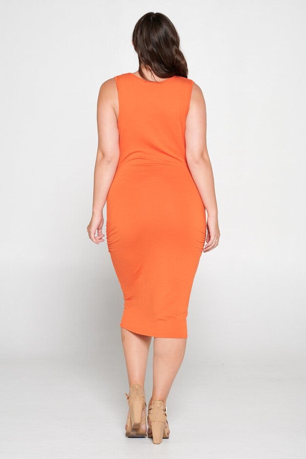 Kim Cowl Neck Midi Dress, Orange Bright / Orange, alternate image number null