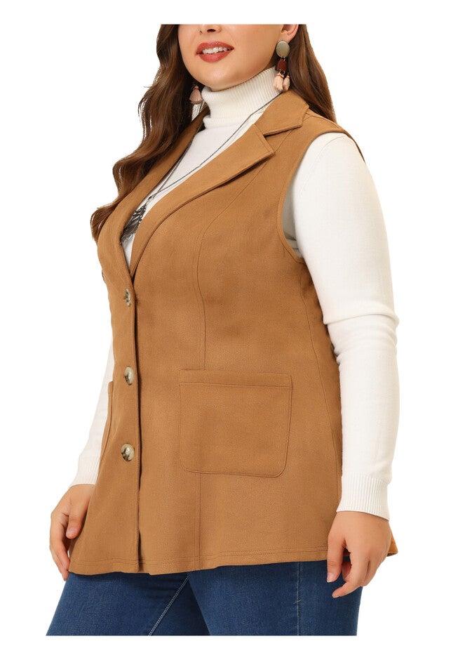Lapel Suede Utility Vest, Brown / Brown, alternate image number 1
