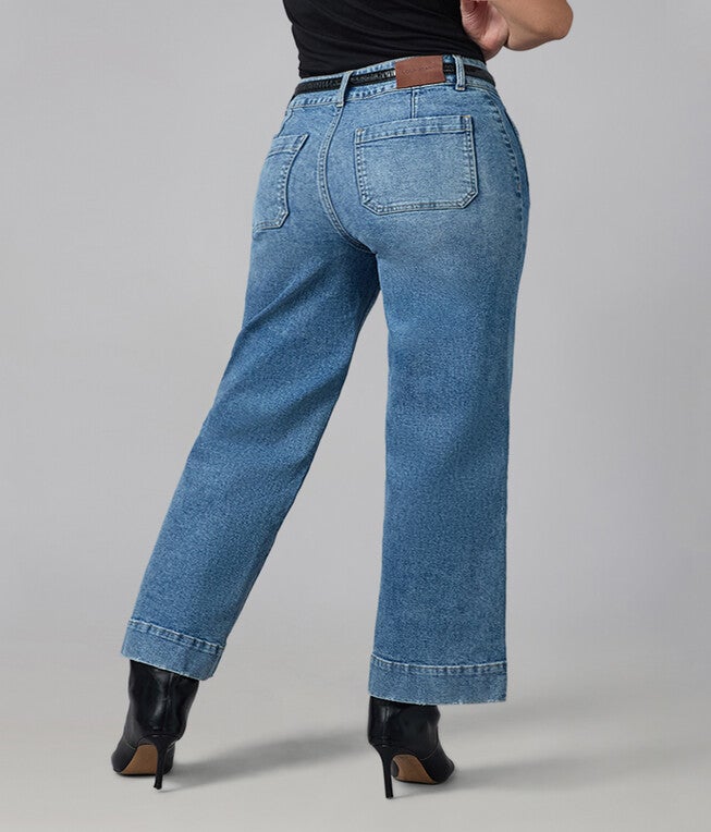 COLETTE-MDL High Rise Wide Leg Jeans, Morning Day Light / Dusty Blue, alternate image number 2