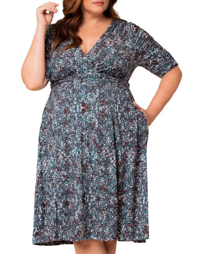 Gabriella Dress, RIVER FLORAL MOTIF / Turquoise, alternate image number 2