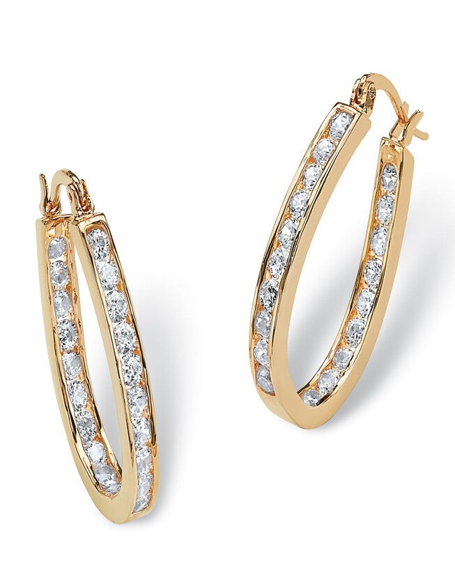 2.52 TCW Round Cubic Zirconia Inside-Out Hoop Earrings in Yellow Goldtone, White / White, hi-res image number 0