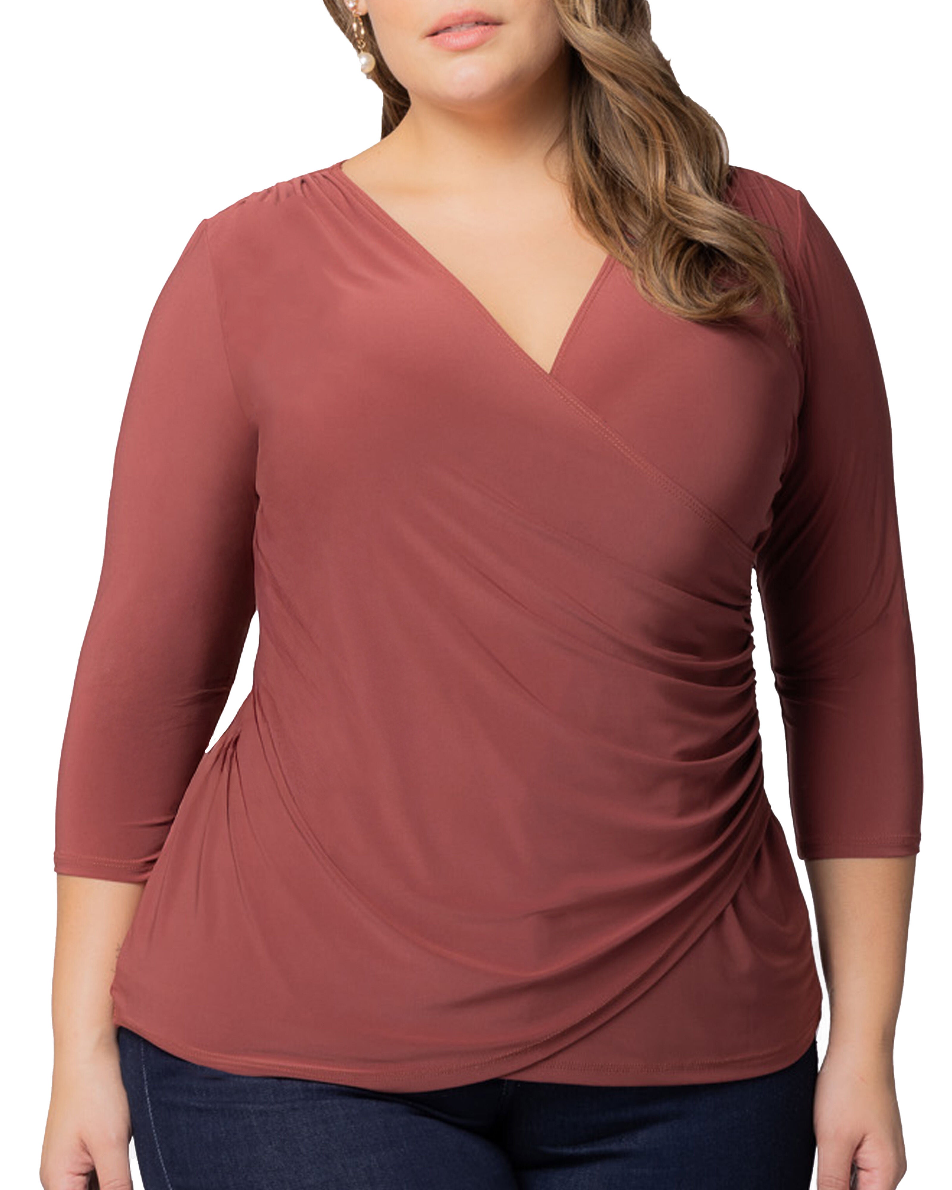 Femme Fatale Faux Wrap Top, MARSALA / Sienna, alternate image number 2