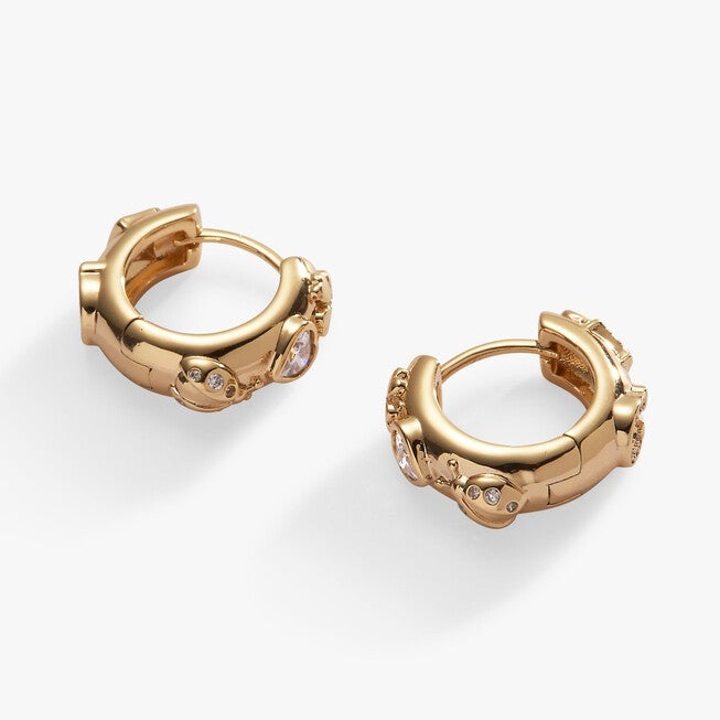 Love and Luck Huggie Hoops, Gold / Gold, alternate image number 1