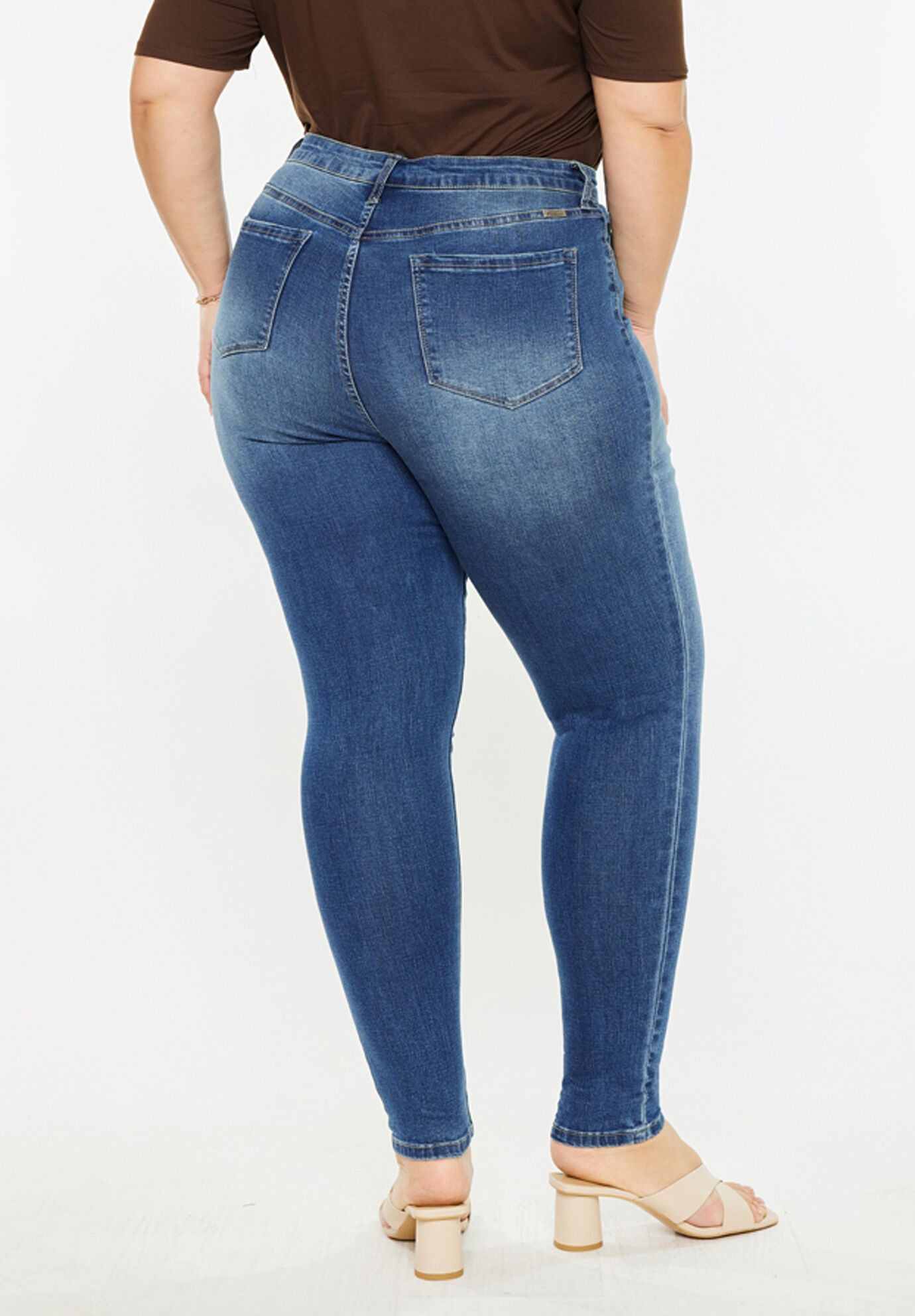 Bluebird Essentials High Rise Super Skinny Jeans (Plus Size), Medium Wash / Medium Wash, alternate image number 5
