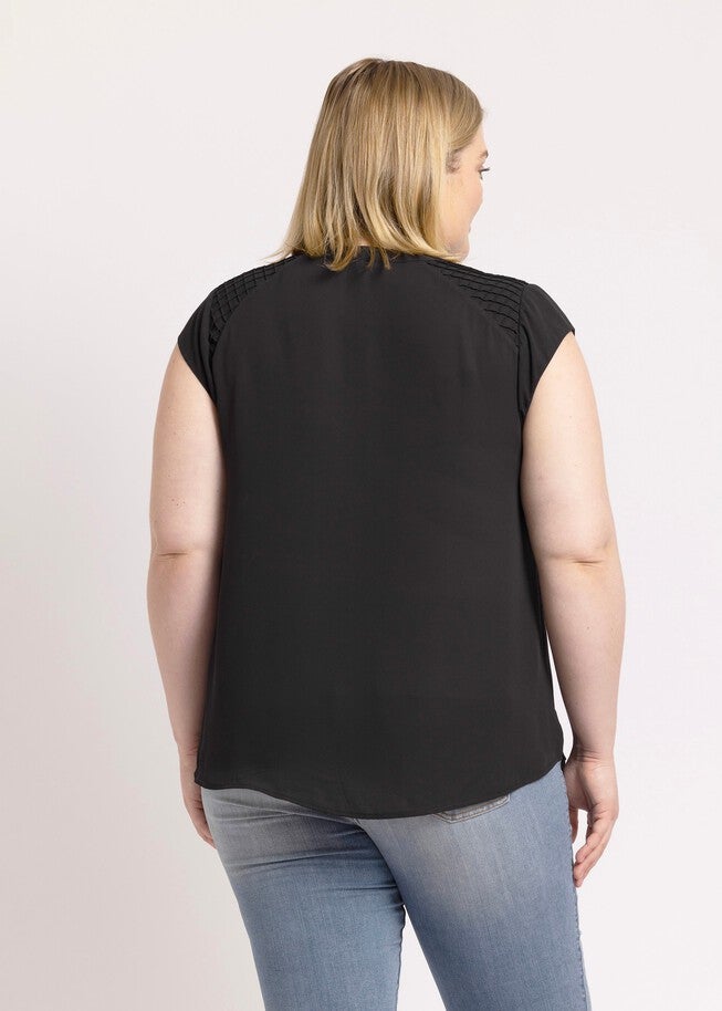 Adalee Cap Sleeve Top with Lace, , alternate image number 8