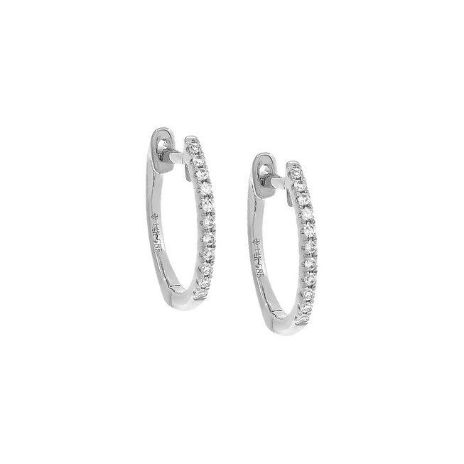 Diamond Huggie Earring 14K, White gold / Silver, hi-res image number 0